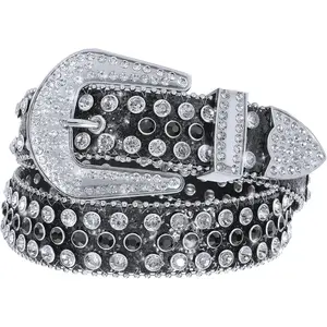 Studded belt Rhinestone Belt for Women Men BB Belt Y2K Style Cowgirl Bling Belt Western Belt Festivals Gifts Belt