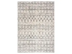 HomeRoots Decorative 3x5 ft. Southwestern Shaggy Power-Loom Distressed Polyester Rectangle Area Rug, Gray & Ivory, Decorative Area Rug, Polyester Rug