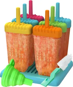 Popsicle Molds Set of 6 Reusable Ice Pop Maker with Funnel and Cleaning Brush Homemade Ice Cream Mold for Kids Frozen Treats