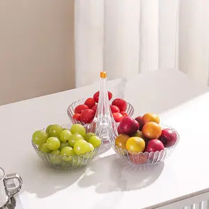 Modern Stackable Fruit Vegetable Snack Bowl Set, Creative Design for Nuts & Candies, Multi-Layer Display Rack, Elegant Kitchen Storage Organizer, Clear Plastic Bowl