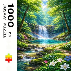 1000 Piece Forest Stream Puzzle, Large Adult Family Interactive Toy, DIY Home Decor Brain Challenge, Festive Scene, Durable Puzzle