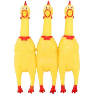 LEGEND SANDY Screaming Chicken Dog Toys,Yellow Rubber Squaking Chicken Toy Novelty and Durable Rubber Chicken for Dogs,Rubber Chickens Value 3 Pack