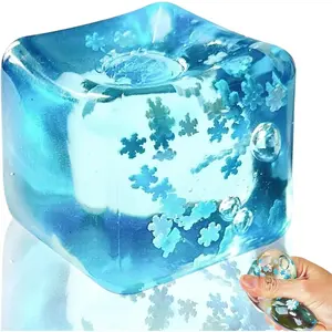 Crystal Snowflake Ice Cube Fidget Toy - Premium Squishy Stress Relief, Aesthetic Clear Sensory Squeeze Block, Silent Office Decompression Toy for Adults