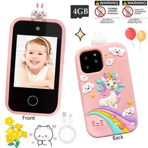 Children's Smart Toy Phone, 2.8-Inch Touchscreen with Cute Appearance, Learning Tool, Dual Camera for Selfie & Recording, Flashlight/Clock/Music/Games, Ideal Christmas & Birthday Gift for 3-12 Years Old Kids