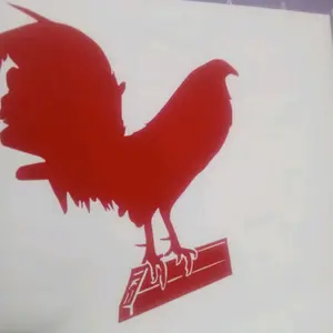 Gamefowl Decal #7 for Cars or Trucks - Red Silhouette Design with Base Plate