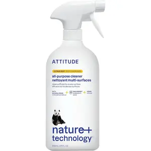 ATTITUDE All-Purpose Cleaner, EWG Verified, Streak-Free, Plant- and Mineral-Based, Vegan and Cruelty-free Multi Surface Cleaning Products, Citrus Zest, 27.1 Fl Oz