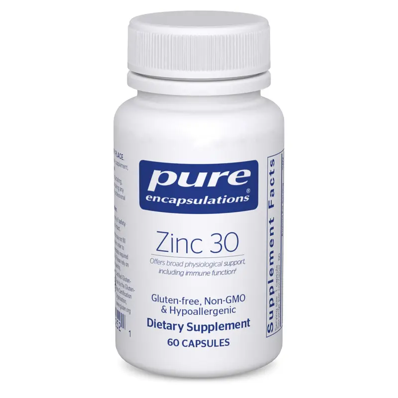 Pure Encapsulations Zinc 30 mg Dietary Supplement - 60 Capsules with Zinc Picolinate, Vitamin & Immune Mineral Supplements for Growth, Tissue Repair Support