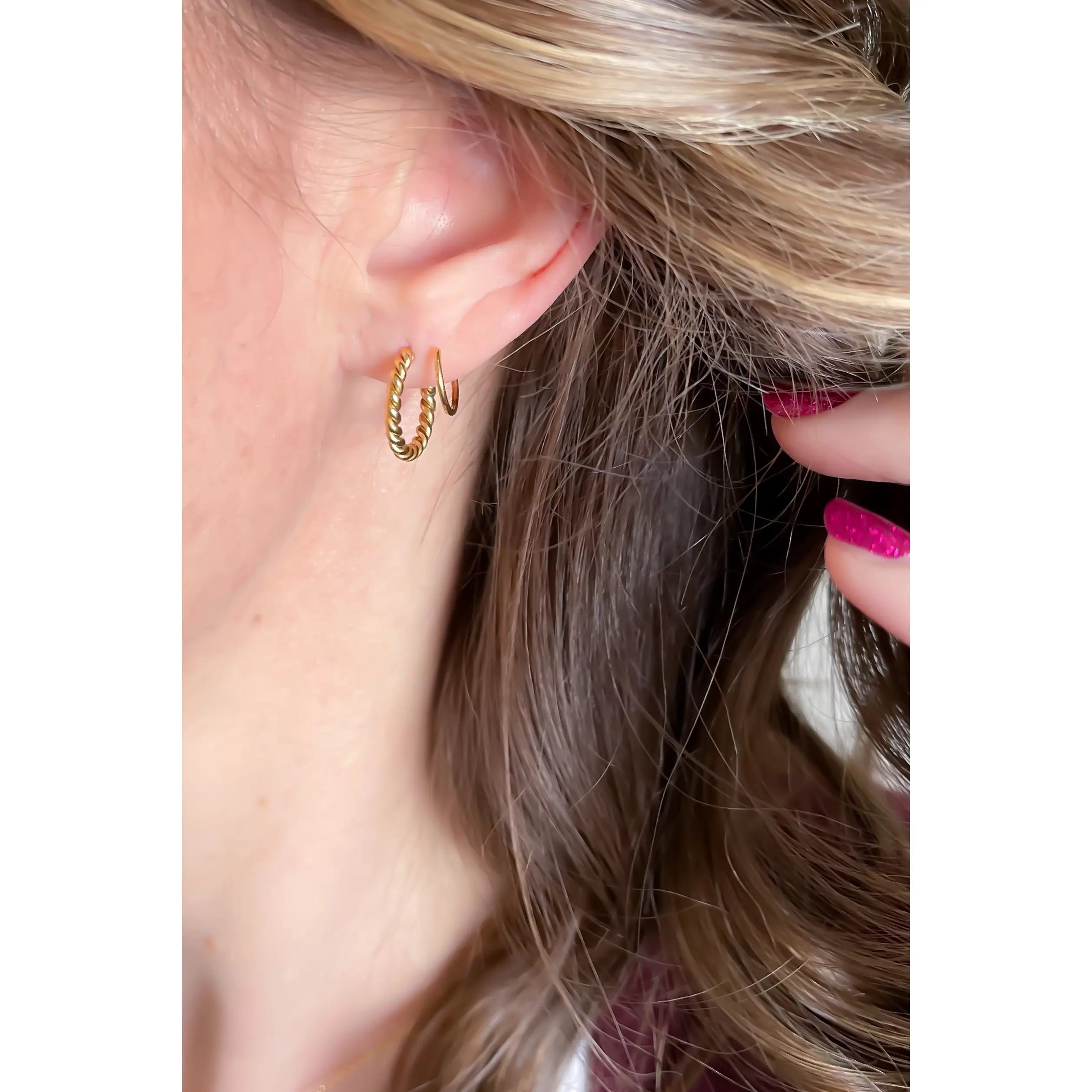 Gold Twist Double Twist Earrings - Elegant Design with Gold Finish and Simple Twist