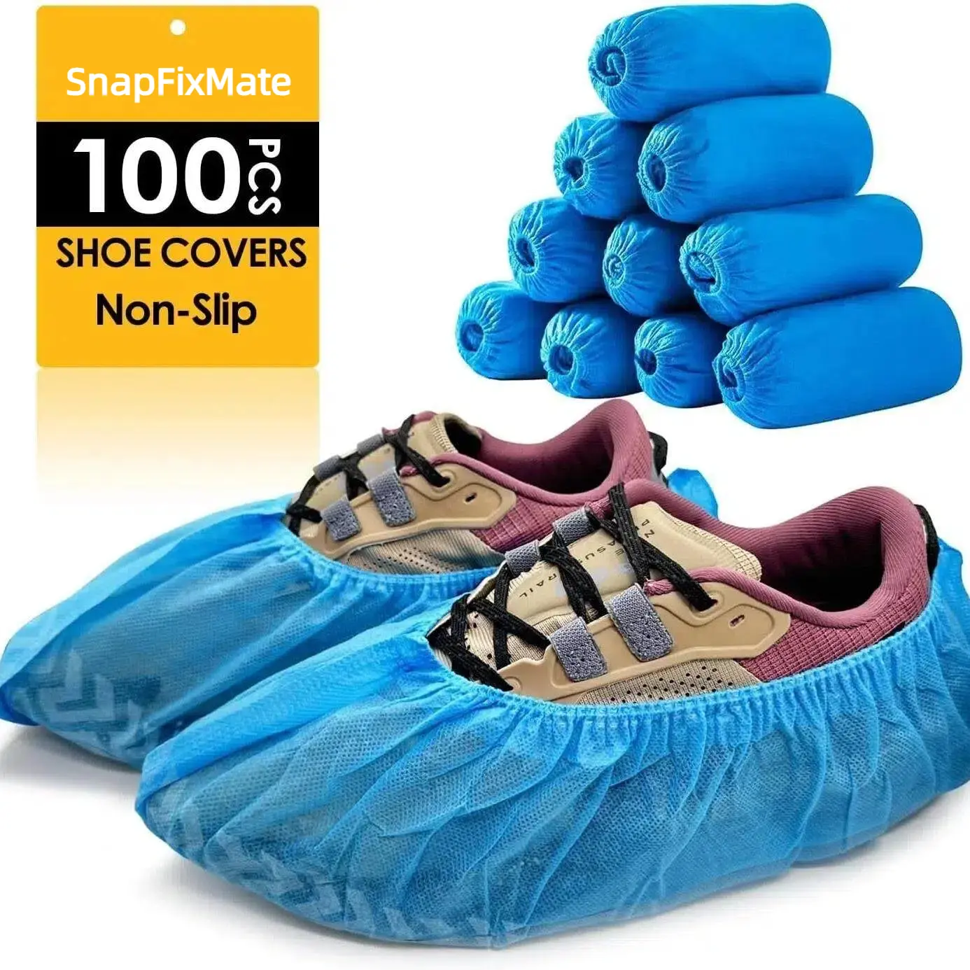 GJANSH 100Pcs(50 Pairs) Non-Woven Shoe Covers Disposable, Booties for Shoes Covers, Breathable | Durable | Boot Covers Non Slip, Fits Up to Size 13 US Men