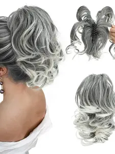 10in Claw Clip Short Ponytail Hair Extension, Multi-Color Options, Wavy Curl, Suitable for All Skin Tones, High Heat Fiber Material, Synthetic Hairpieces