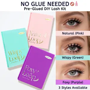 LashLeap No Glue Lash Kit Pre-Glued Self Adhesive Individual Eyelashes with Tweezers 136 Pcs for Salon-Like Results