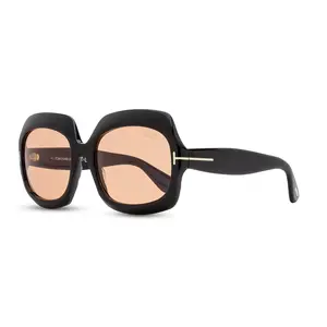 Tom Ford Oversized Square Sunglasses Bold Luxe Statement Style with Rose-Tinted Lenses & Iconic Gold "T" Hardware