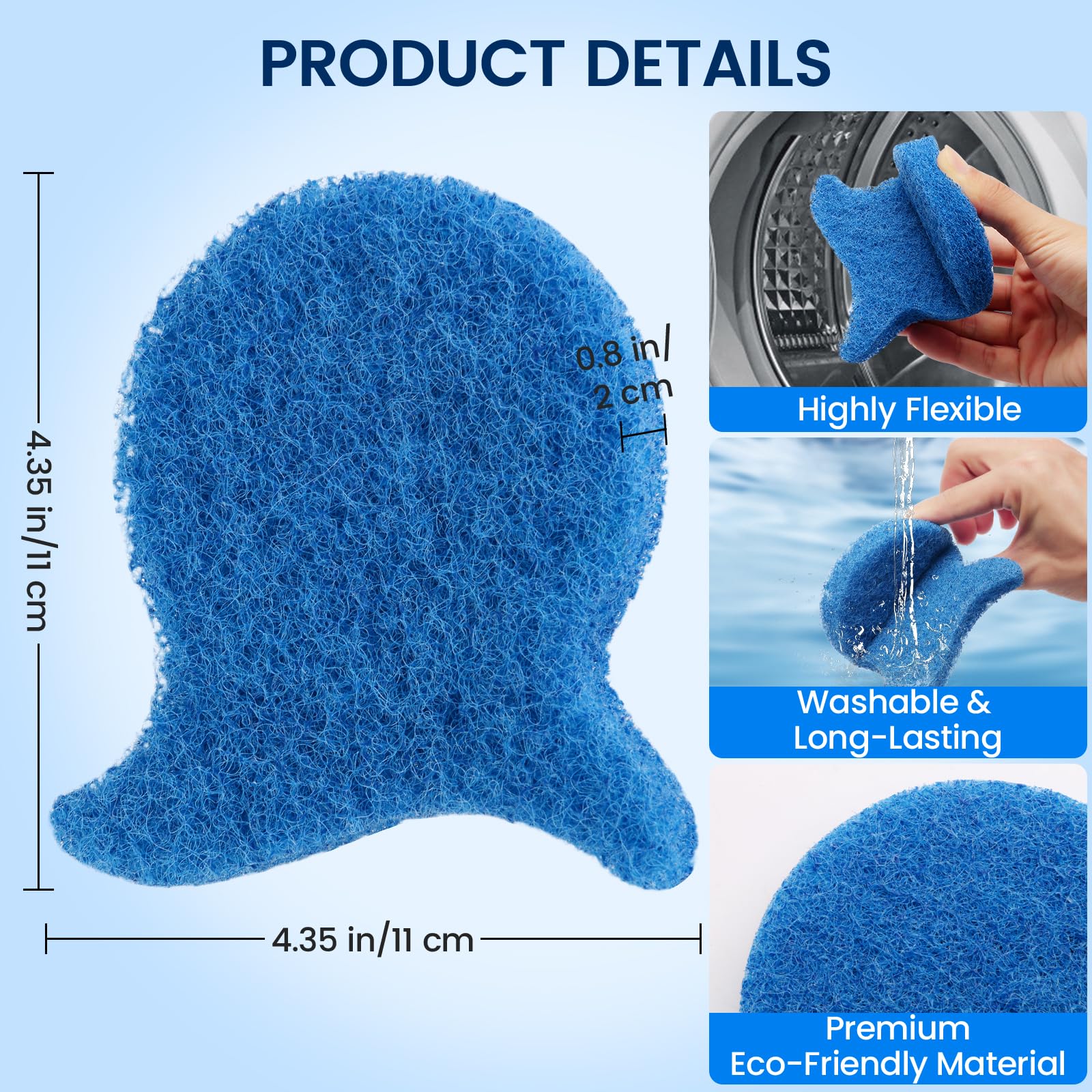 【Sohochic】5 PCS Pet Hair Remover Laundry Balls - Reusable Washing Machine Hair Catcher, Thick Lint Remover Sponge Balls, Fish Shape, Washing Machine Cleaner, Removes Dog/Cat Fur from Clothes, Home Laundry Tool Accessory
