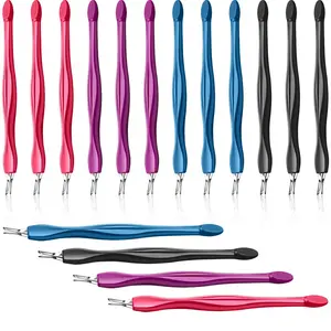 Cuticle Pusher Cuticle Trimmer Professional V Shaped Cuticle Remover Manicure Dead Skin Removal Tool Toe Nail Care for Home and Nail Shop (12Pcs) Daily Handle Pack Polish Stainless