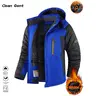 Clean Gent Men's Winter Warm Snow Jacket, Slim Fit Fleece Lined Windproof Waterproof Hooded Coat Thick Outdoor Sports Jacket Versatile for Outdoor Activities