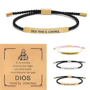 DIOS TIENE EL CONTROL Inspire Bracelet, Simple Inspirational Jewelry with Clear Message for Everyday Wear Daily Reminder