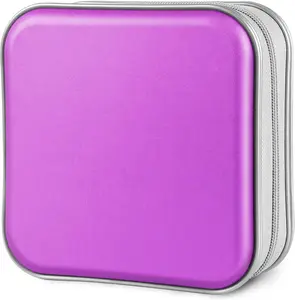 CD Case, 40 Capacity CD/DVD Case Holders Wallet Hard Plastic DVD Disc Cases Storage Binder for   Office Travel (Purple)