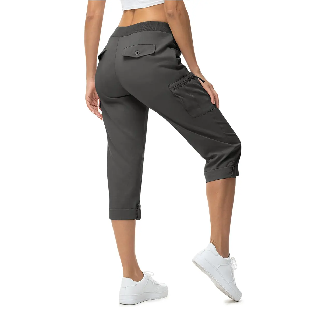 TBMPOY Women's Refreshing Casual Outdoor Cropped Pants Cargo Capris with Pockets Lightweight Hiking Pants