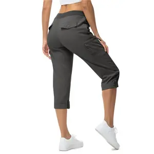 TBMPOY Women's Refreshing Casual Outdoor Cropped Pants Cargo Capris with Pockets Lightweight Hiking Pants