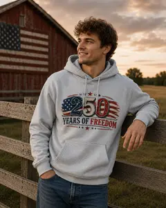 250 Years of Freedom Patriotic USA Flag Hoodie American Independence Anniversary Gift 2026