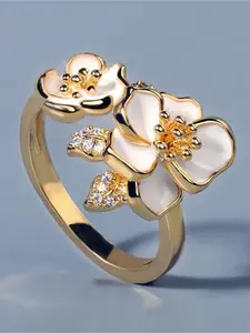 1 PC Pretty Flower Cubic Zirconia Ring Exquisite Trendy Ring For Women For Valentine's Day Gift Anniversary Jewelry Tulip Rings