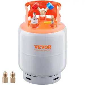 VEVOR Refrigerant Recovery Tank with Float Switch - 30 lb.Capacity ac Recovery Tank with ¼ to ½ Adaptor, Reusable Recovery Tank HVAC for All Refrigerant, Prevent Overflow, with Trace Amount of N₂