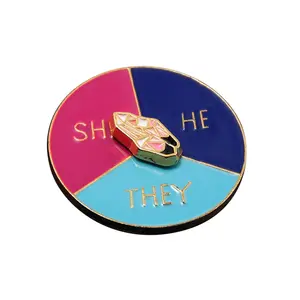 Rotation Pointer Badge Pin Backpacks Lapel Gender Identity Brooch Button