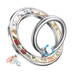 Magnetic Phone Ring Holder Compatible with MagSafe – Removable Finger Grip Stand for iPhone 16/15/14/13 Pro Max, Cute Kawaii Flower Phone Grip for Women & Girls