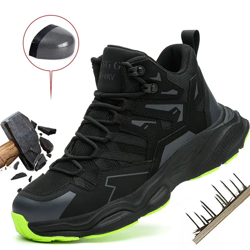Men's Steel Toe Work Safety Sneakers, Lightweight Breathable Mesh Shoes, Puncture-Proof & Anti-Slip for Construction