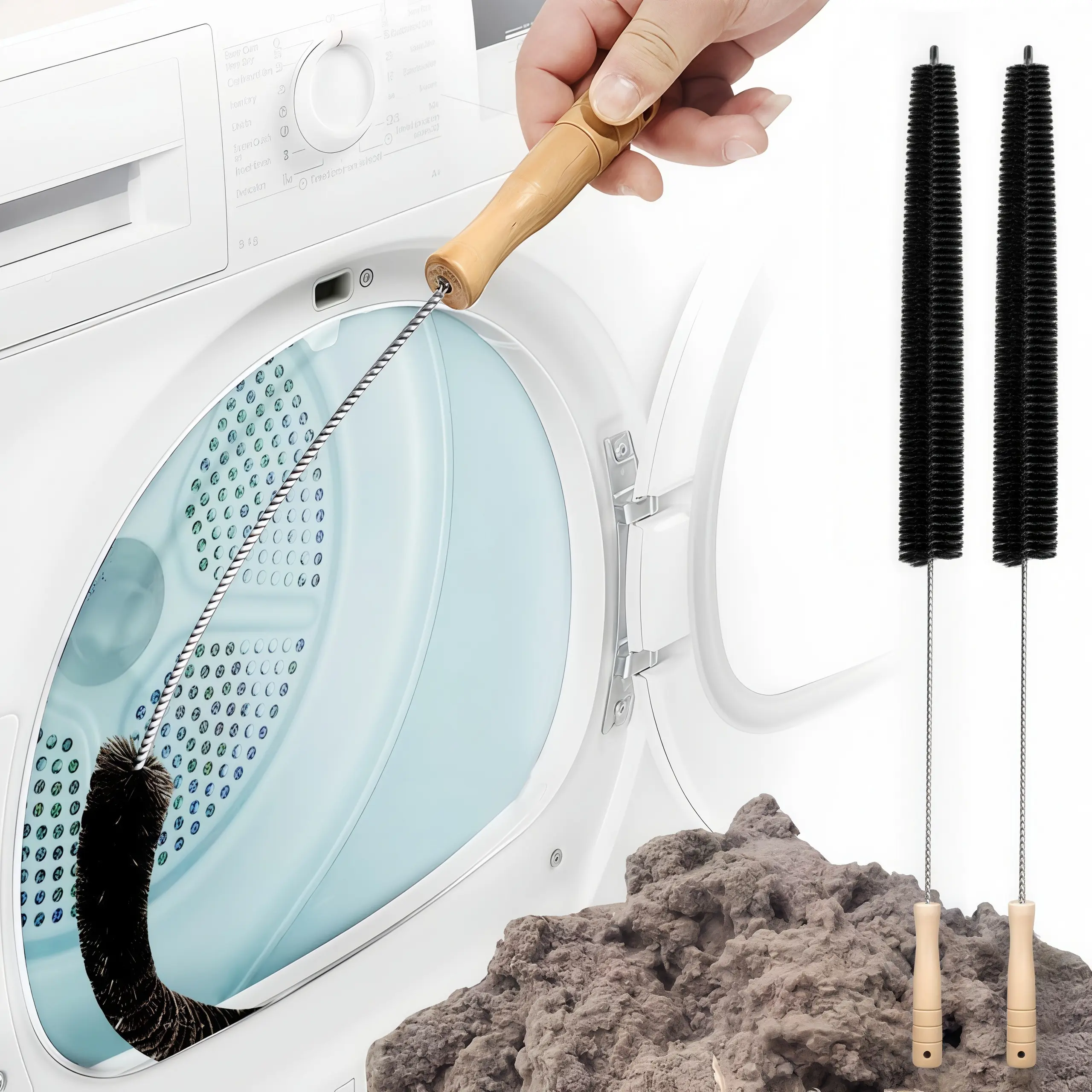 LMMAKE 1PC/2PCS Dryer Vent Cleaning Brush, Lint Removal Tools for Laundry Dryer Vents, Easily Clear Lint to Improve Drying Speed & Lower Household Fire Hazards