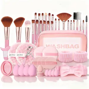 Women's Professional Makeup Tool Set, 52 Pieces Including Brushes, Sponges, Puffs, Bag, Suitable for Face, Eye, Lip, All Skin Types, Makeup Tool Kit
