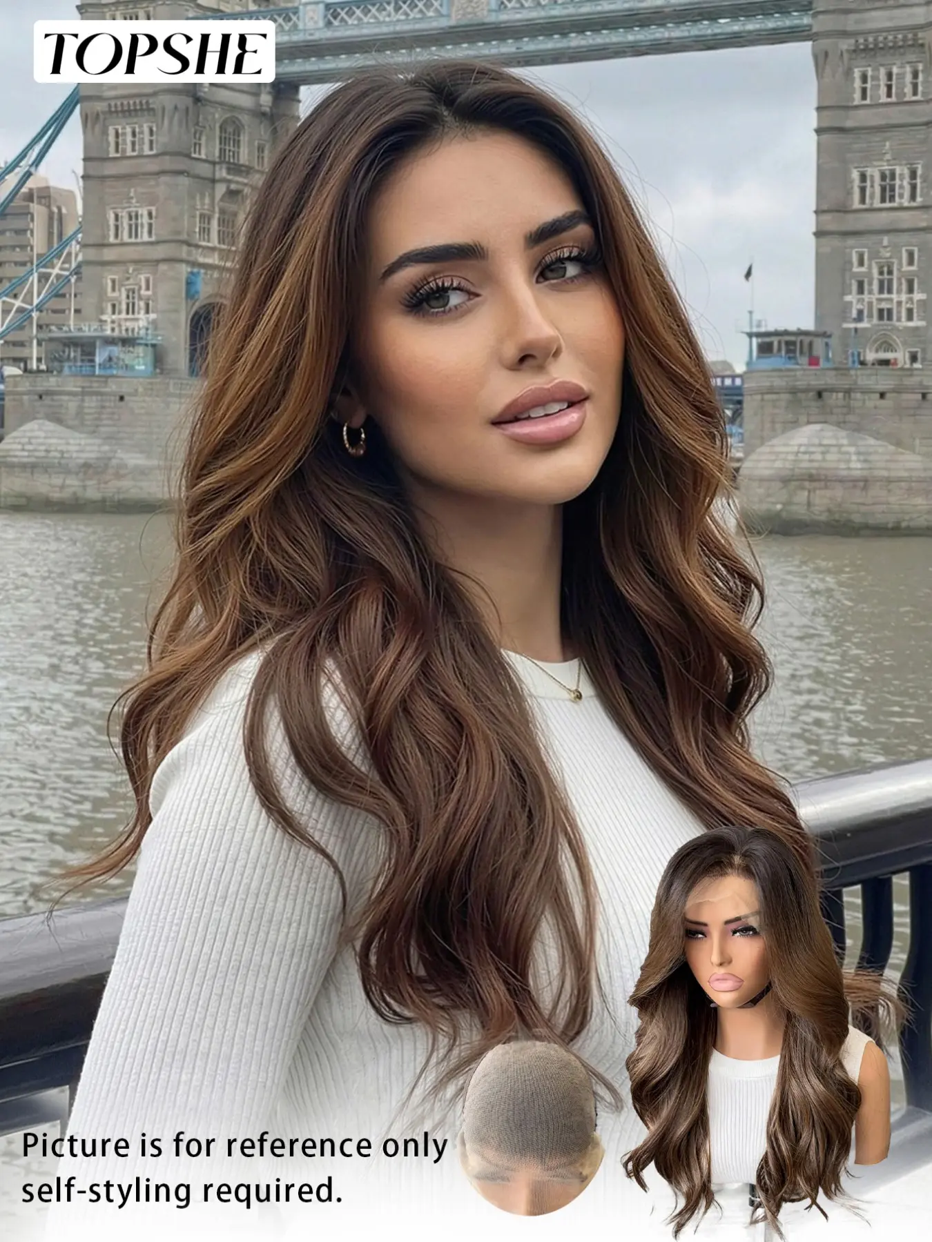 13×6 Heat-Resistant Long Wavy Dark Brown Layered Wig for Women, 18 Inches, HD Transparent Lace Front with Synthetic Hair, Suitable for Cosplay, Parties and Daily Wear, Synthetic Wigs