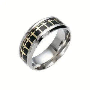 Stainless Steel Cross Couple Rings for Men, Punk Personality Finger Bands, Engagement Wedding Party Jewelry Gift for Him