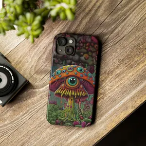 Trippy Alien Mushroom Phone Case for iPhone, Slim Flexi Case Accessories Protection Shockproof Durable Plastic Protective Cover Smartphone Wireless Handheld Cellphone Protector Casing