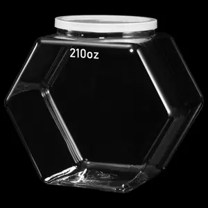 1 count Plastic Candy Jar with Lid Clear Fish Bowls Cookie Jar Hexagonal Containers for Snacks,  , Desk Pet, Craft and Sewing Supplies, Coffee Pod, Laundry Pod Storage Display(210 oz)