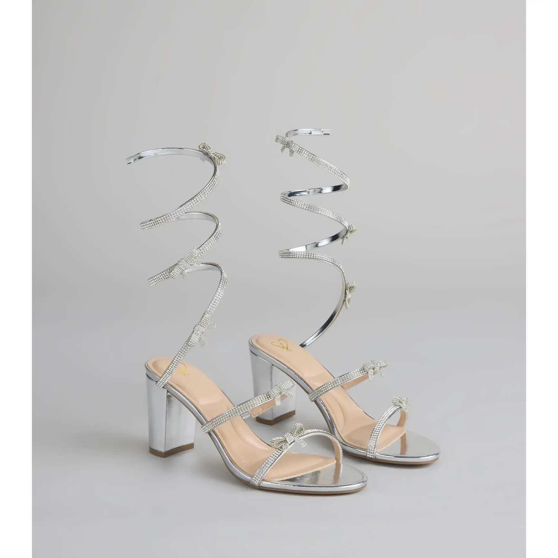 Spiral Stunner Bow Wrap Heels
