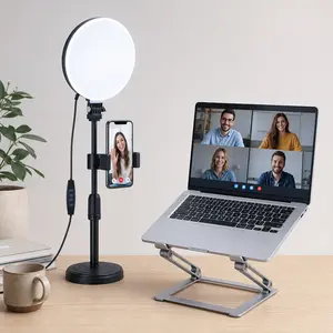 Lighting for Computer, Adjustable Desk Lighting for Video Calls, 30 Light Modes Video Conference Light, Desk Ring Light with Stand for Webcam, Meetings, Live Stream, Home Office
