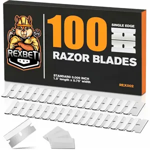 REXBETI 100PCS Single Edge Razor Blades, Industrial Razor Blades for Scraper, Suitable for Removing Labels, Decals, Stickers and Old Paint