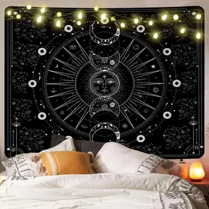 Mysterious Sun & Moon Pattern Tapestry, Wall Hanging Tapestry, Wall Art Decor for Home Living Room Bedroom, Home Decor