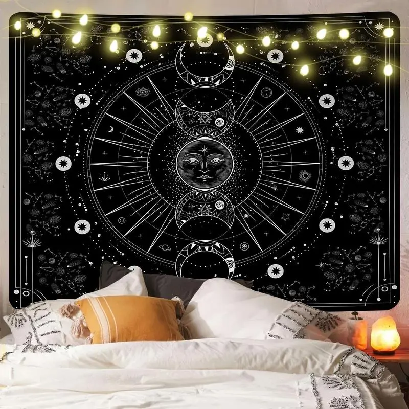 Durable Abstract Constellation Sun-Moon-Star Tapestry, Lightweight Wall Hanging Wall Decor, Star-Themed Home Decoration for Living Room, Bedroom