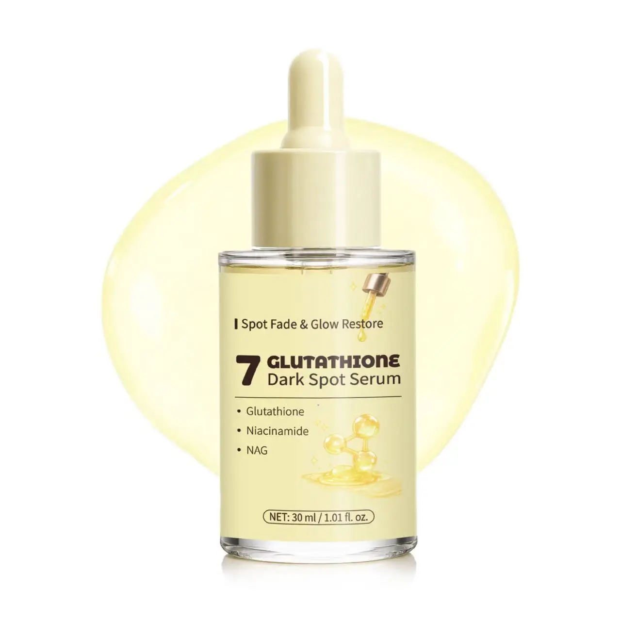 Glutathione Dark Spot Serum with Niacinamide & NAG, Hydrating Facial Serum for Brighter Looking Skin, 30ml