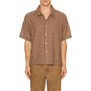 Rhythm Cross Check Crop Shirt in Brown