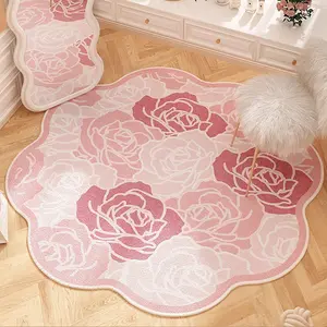 Creative Gradient Rose Ocean Print Carpet, Floral Pattern Rug, Foldable Washable Non-Slip Plush Rug, Living Room Bedroom Decor, Large Area Mat