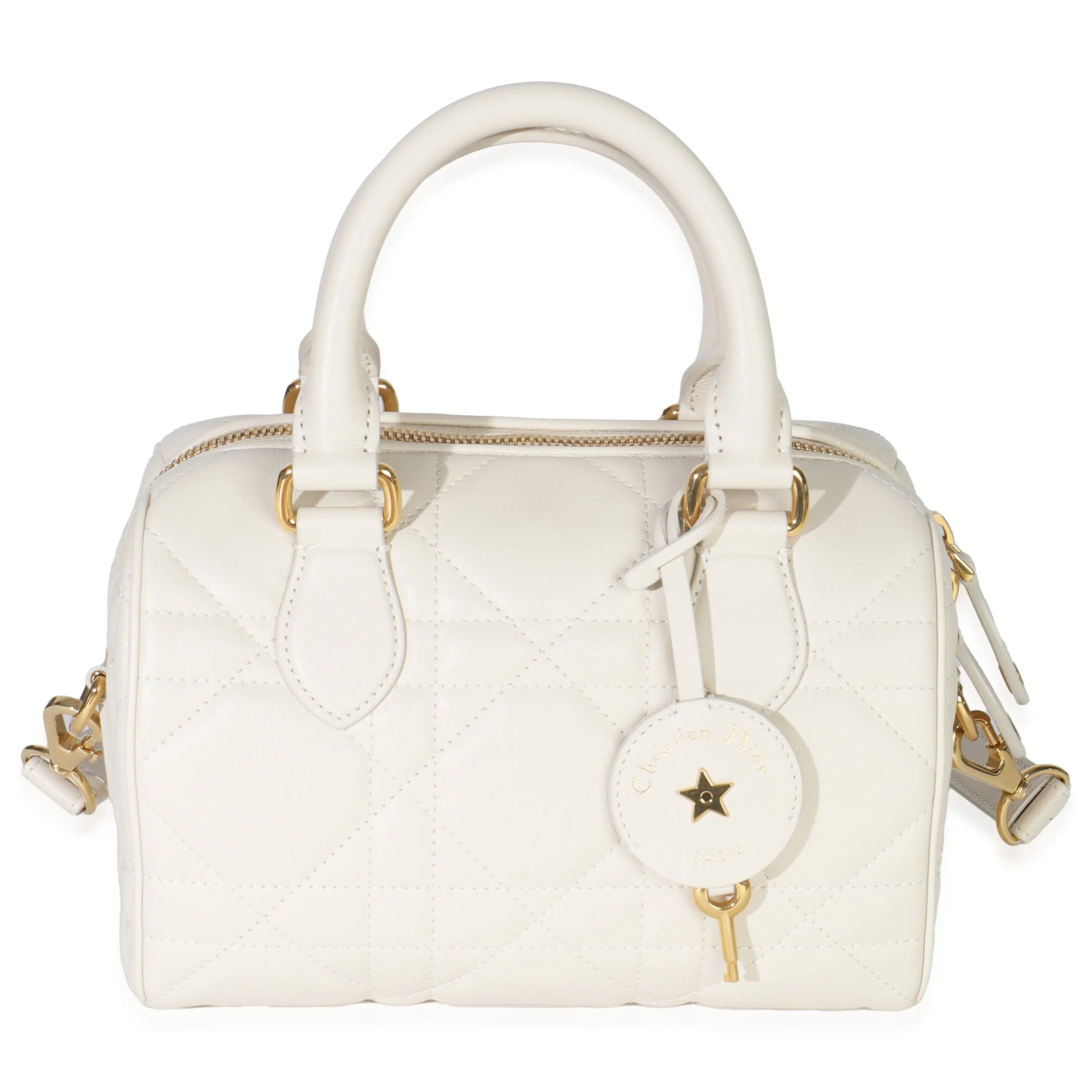 Pre-owned Leather Shoulder bags Dusty Ivory Macrocannage Calfskin Dior Groove 20 Bag