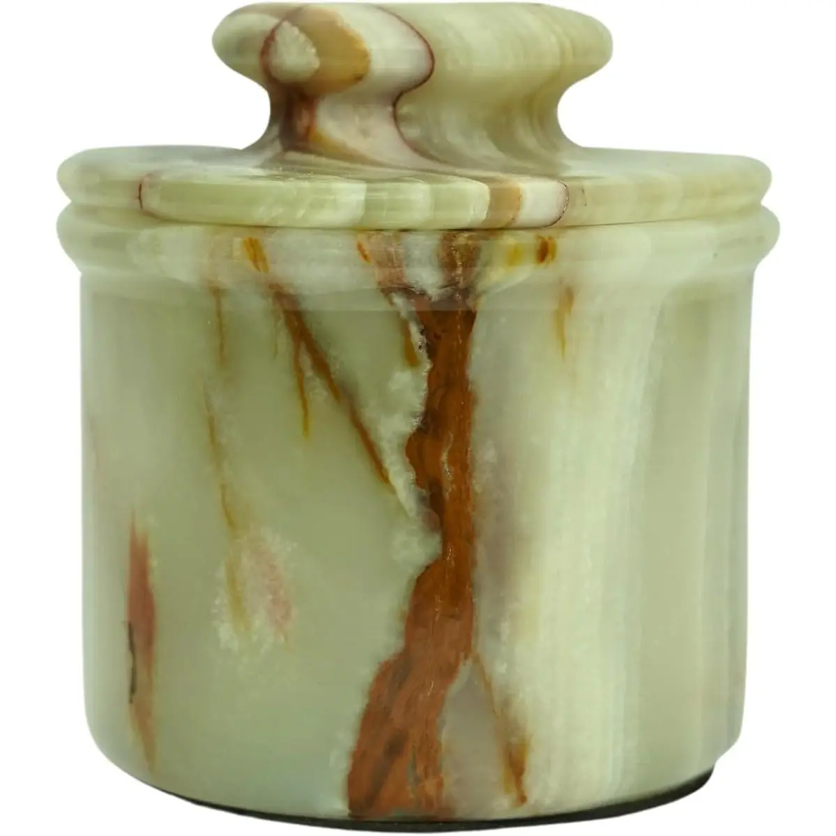 Green Onyx Butter Keeper - Round Marble Butter Dish for Countertop, 4" x 3.5" Butter Crock,  Green Onyx Kitchen Decor