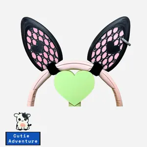 Bunny Ear Lace Heart Headphones Accessory, Attachments