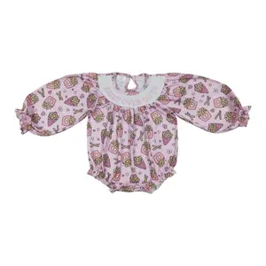 F--Valentine's Day Fries over Guys Printed Pink Baby Smocked Clothes Toddler Romper Soft Comfortable Material for Festive Occasions