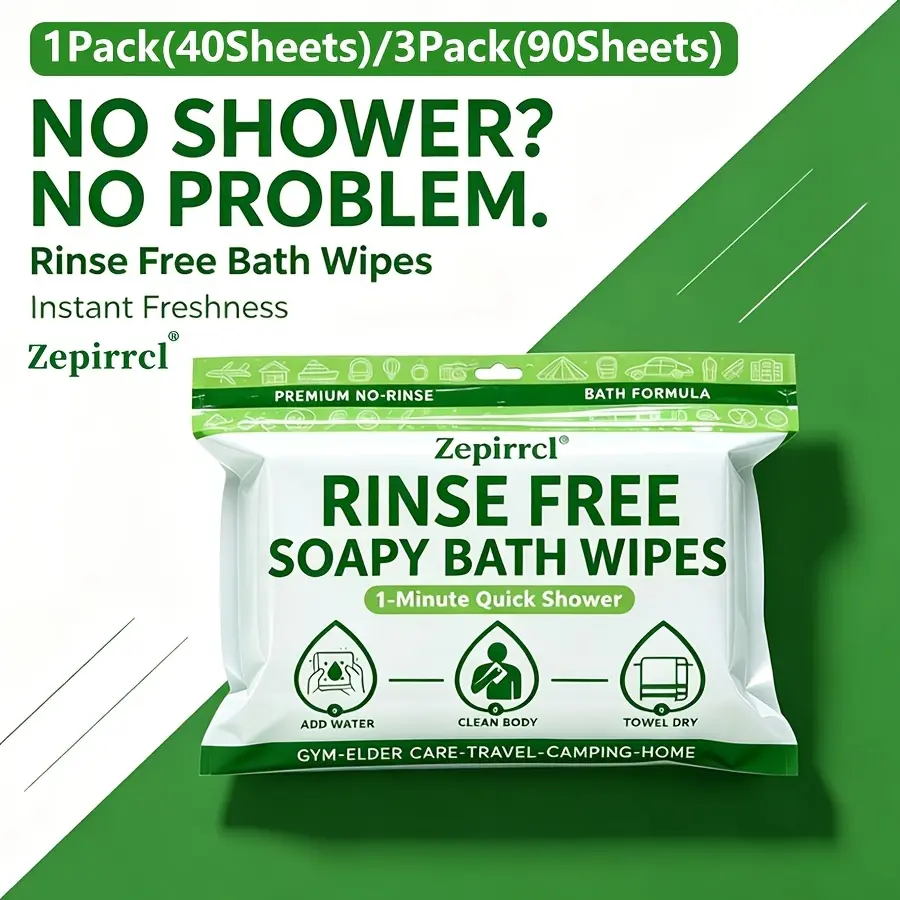 1 Pack (40 Sheets)/3 Pack (90 Sheets) Disposable No-Rinse Shower Towels, All-in-One Towel with Built-in Body Wash, Wet & Rub to Lather, No Rinsing Required, 20×30 cm Cleansing Towel, Fall Travel Essential, Holiday Gift for Halloween, Thanksgiving, and Chr