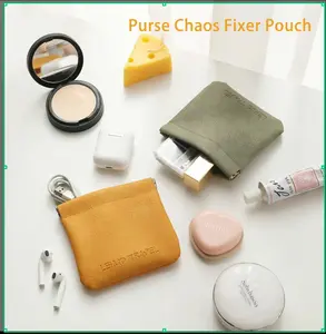 Multi-Function Auto-Closure Mini Pouch with Snap Fastener - SleekHush, Waterproof Marshmallow Colors, Recycled Essential Organizer for Keys, Coins, Lipstick, Cards, Luggage Accessory