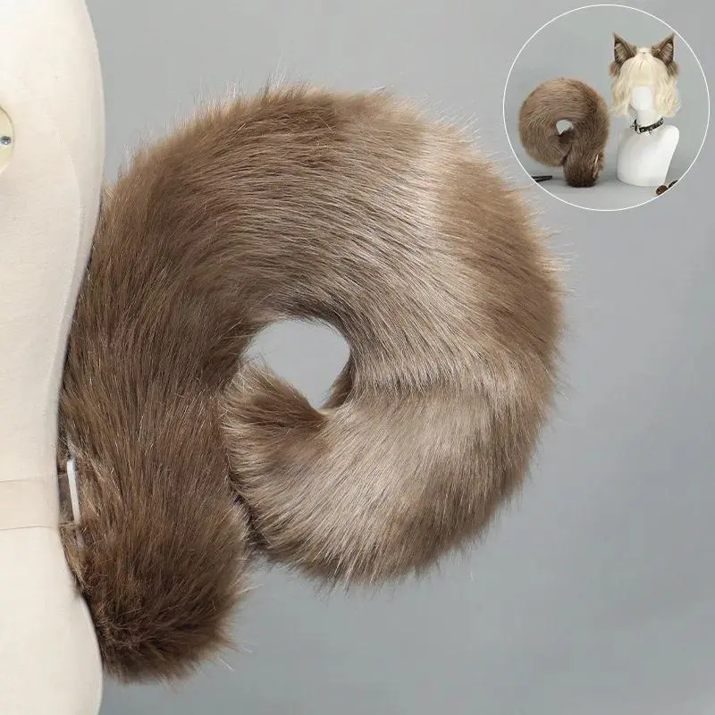 Plush Chipmunk Headband and Tail Set with Cute Furry Animal Ears for Fursuit Cosplay Costume Accessories